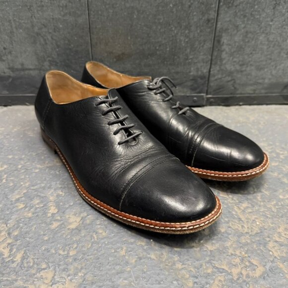 MAISON MARGIELA black leather captoe oxford shoes